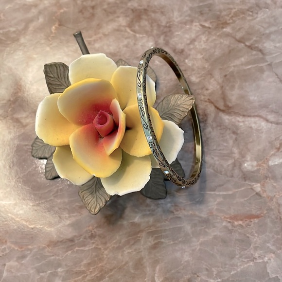 Brighton Jewelry - Brighton gold tone and faux crystal etched bangle bracelet.